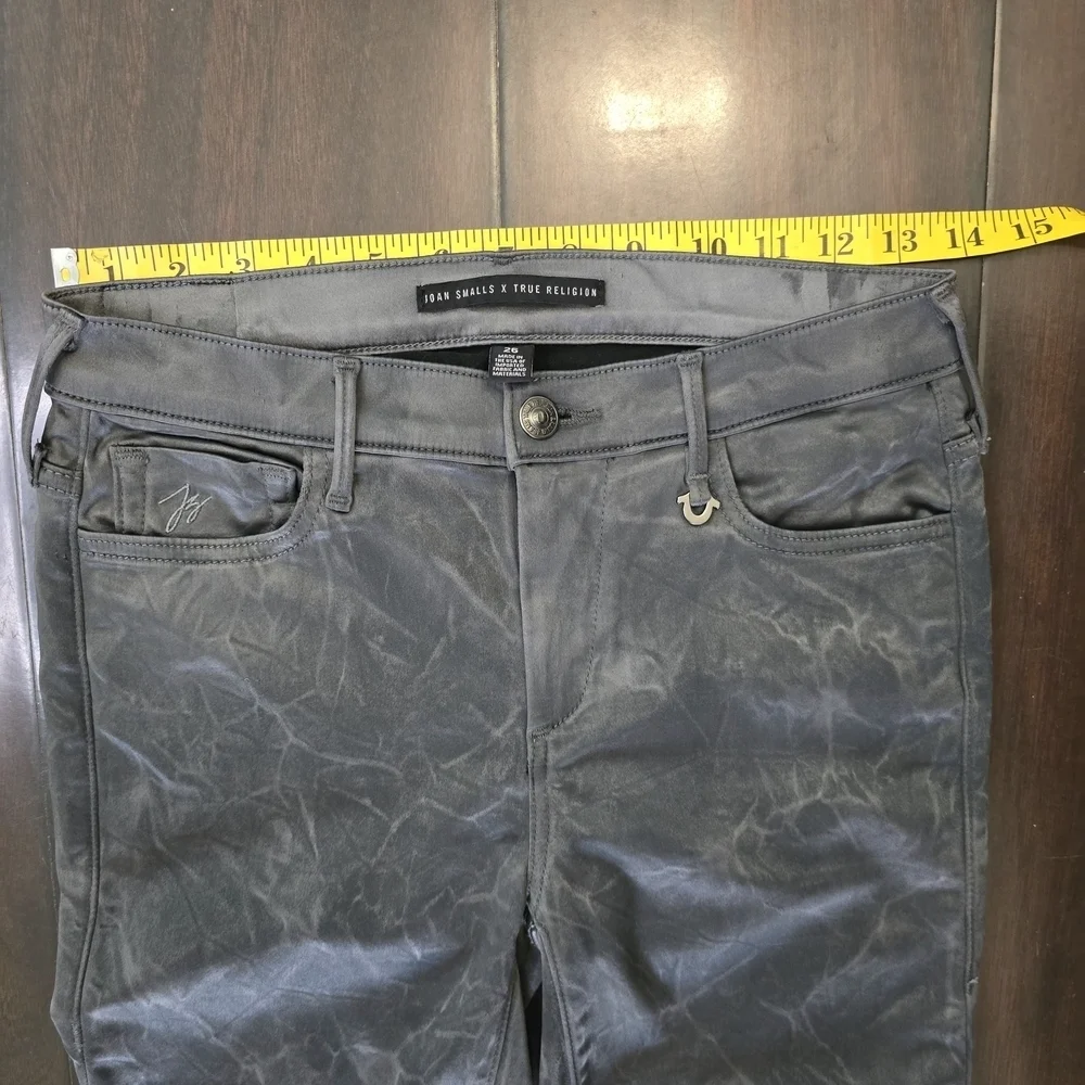 True Religion Joan Smalls Gray Metallic Stretch Skinny Jeans Size 26 Women